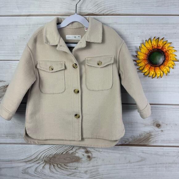 Zara Toddler Beige Shirt Jacket Shacket Button Down Size 2-3 Years - Picture 1 of 3